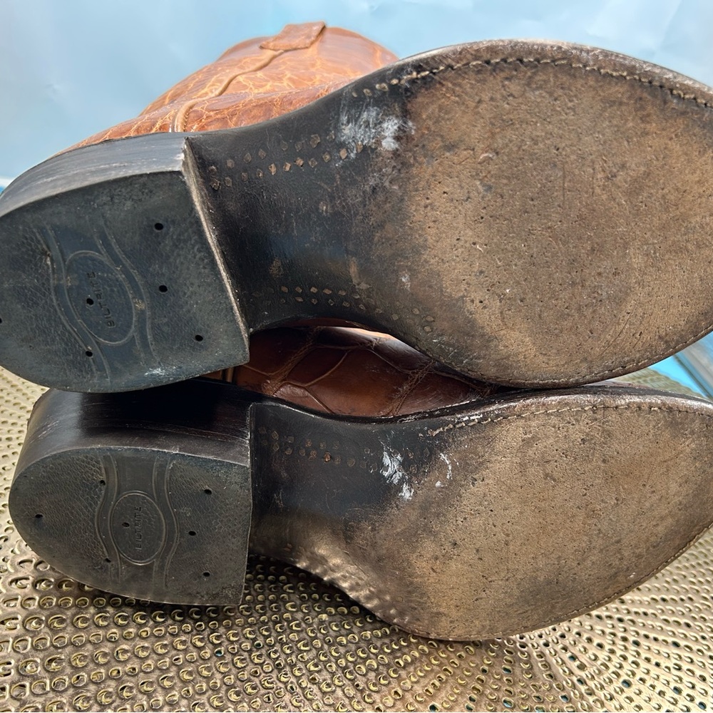 Handmade men 9 exotic croc print cowboy boots - Picture 8 of 12